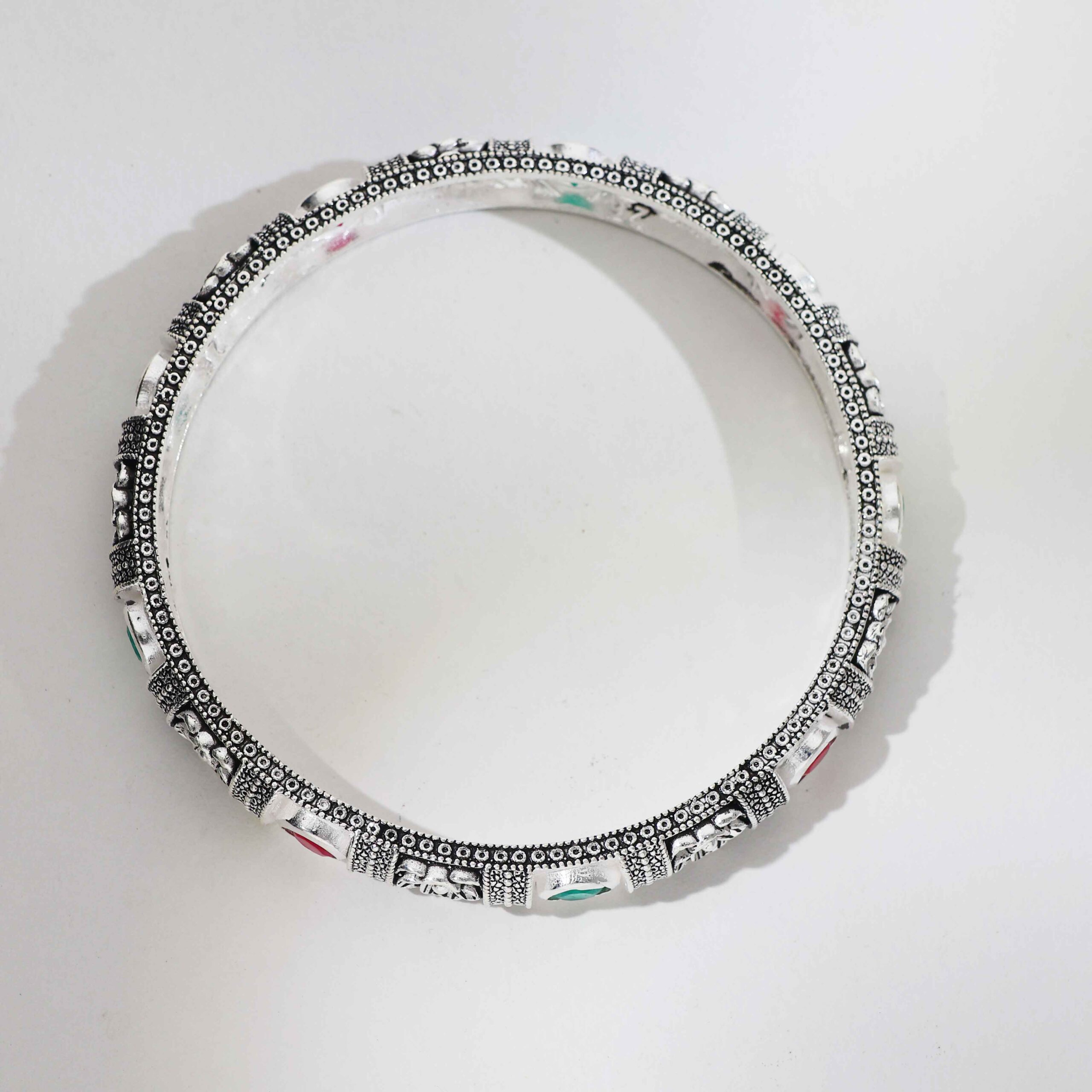 Antique Flower Silver Ladies Bangles - Image 5