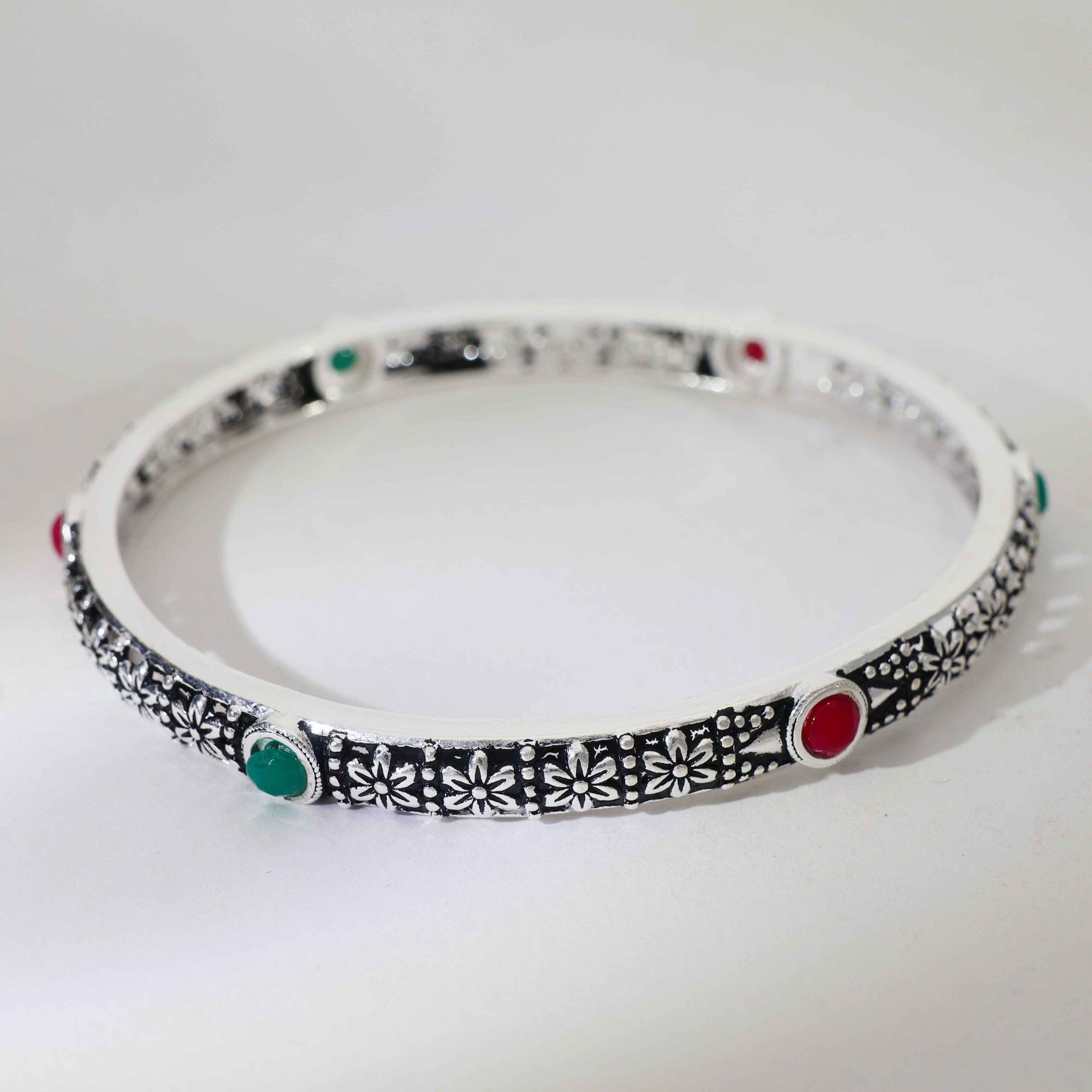 Floral Harmony Silver Ladies Bangles - Image 4