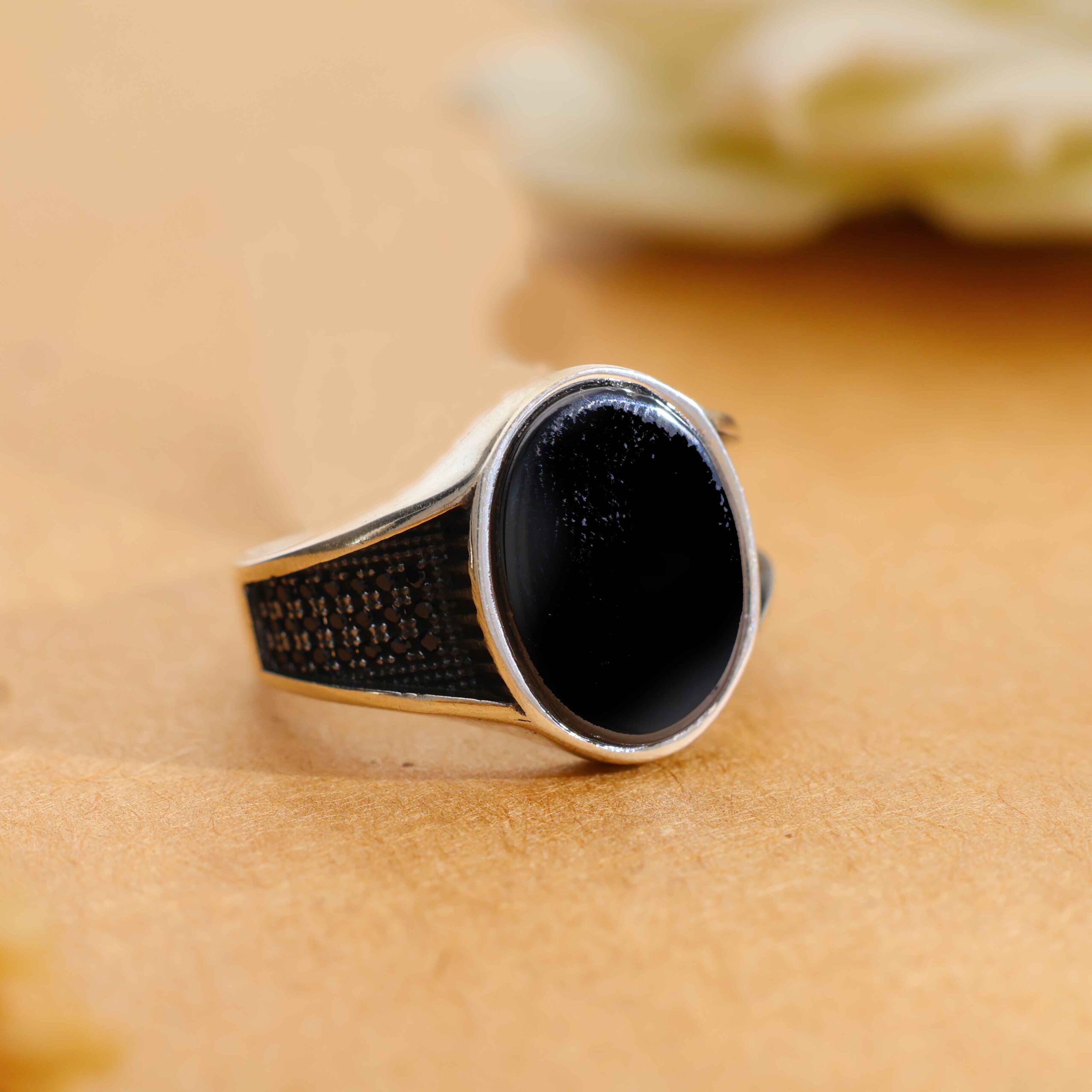 Midnight Oval Silver Gents Ring - Image 6