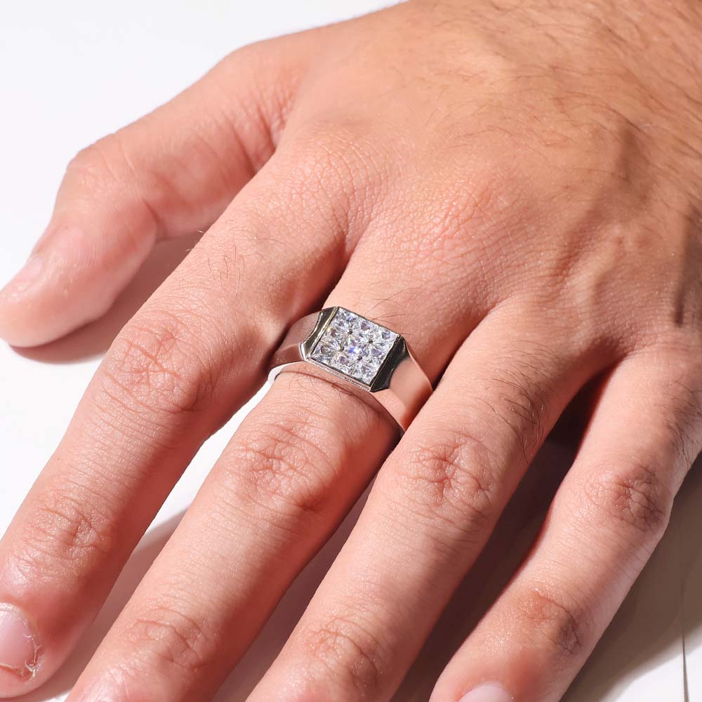 Gentle Shine Block Gents Ring