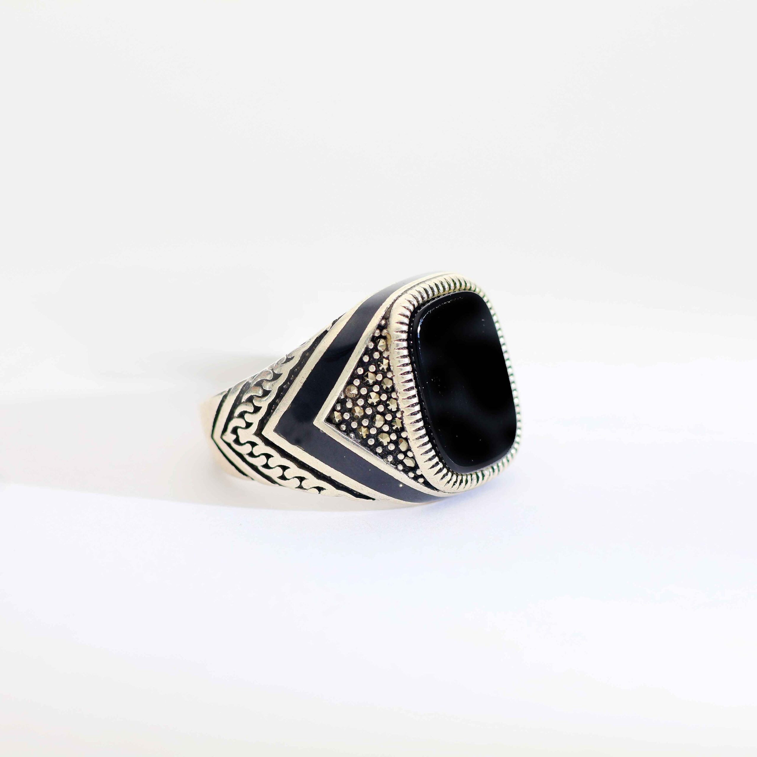 Classic Black Panel Gents Ring - Image 5