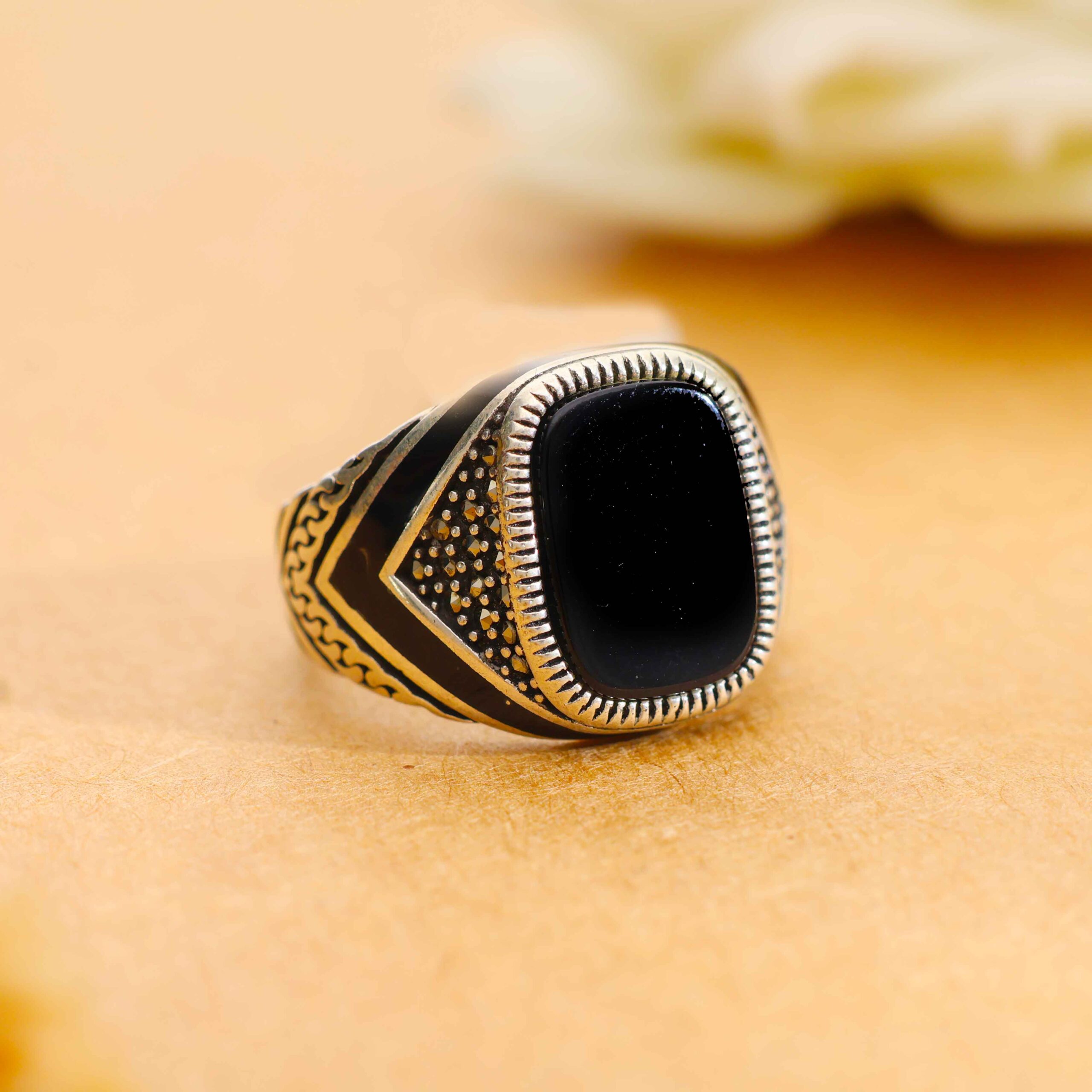 Classic Black Panel Gents Ring - Image 6