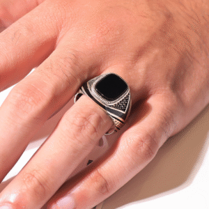 Classic Black Panel Gents Ring