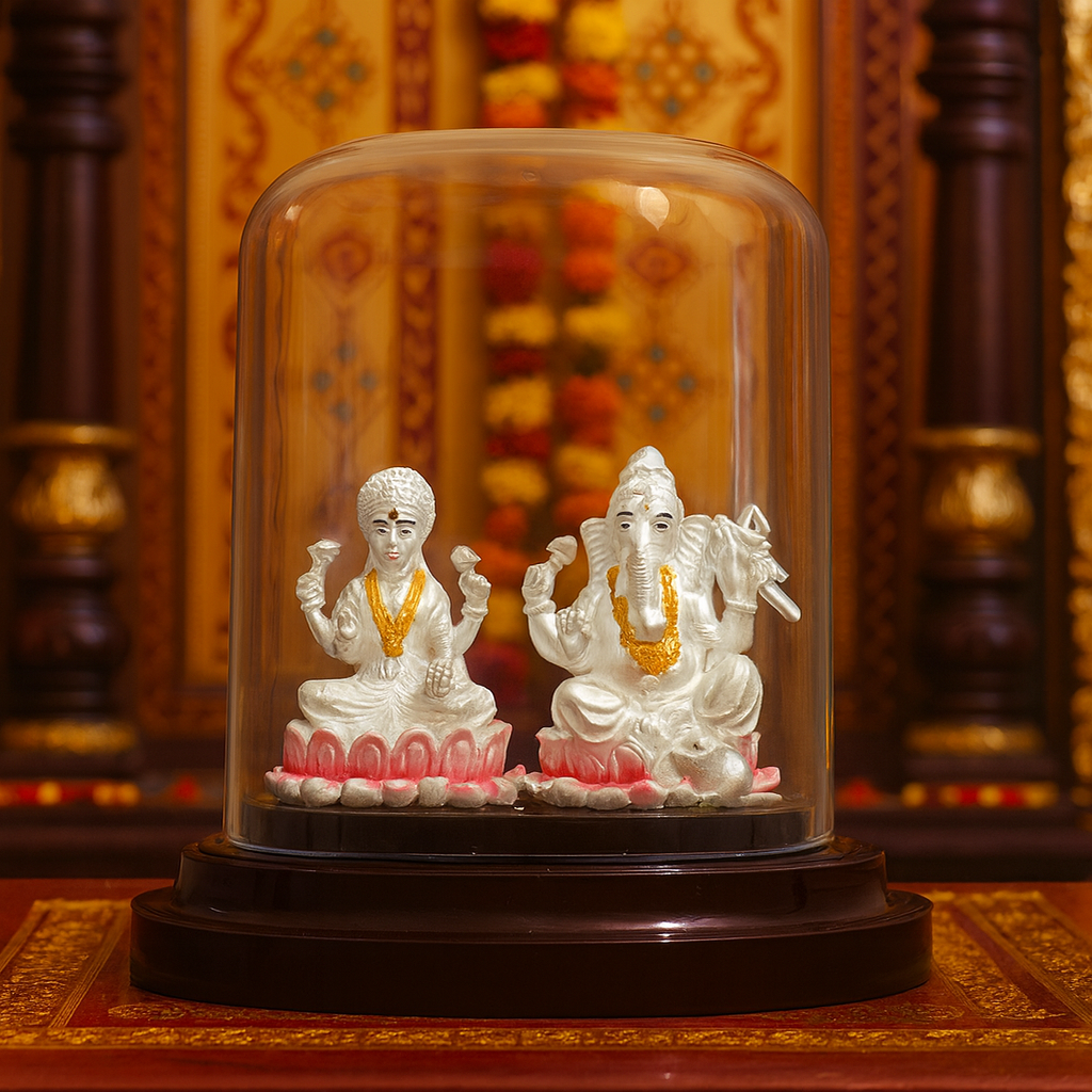 Lotus Blessings Shree Ganesha & Laxmi Murti For Gifts