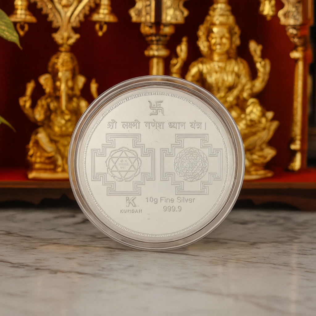 Shree Laxmi Ganesh Silver Coins For Gift - Image 5