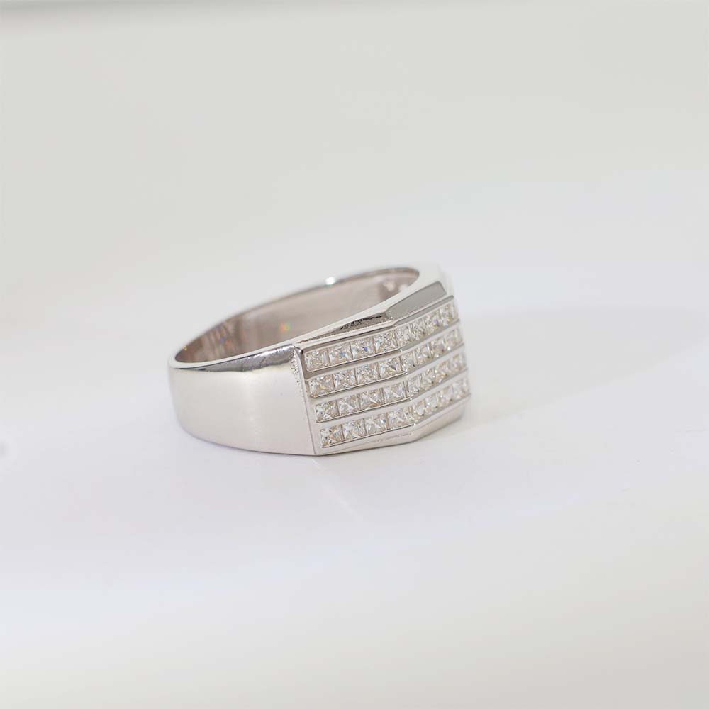 Power Row Silver Gents Ring - Image 4