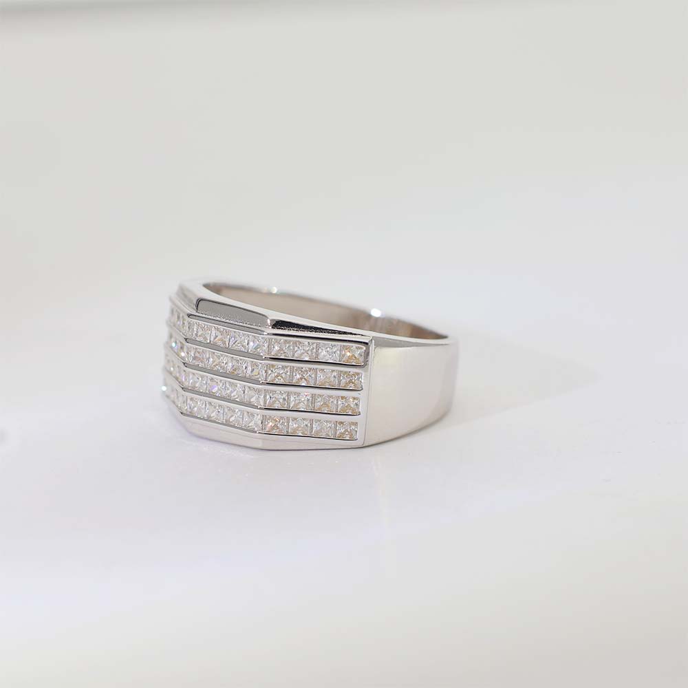 Power Row Silver Gents Ring - Image 5