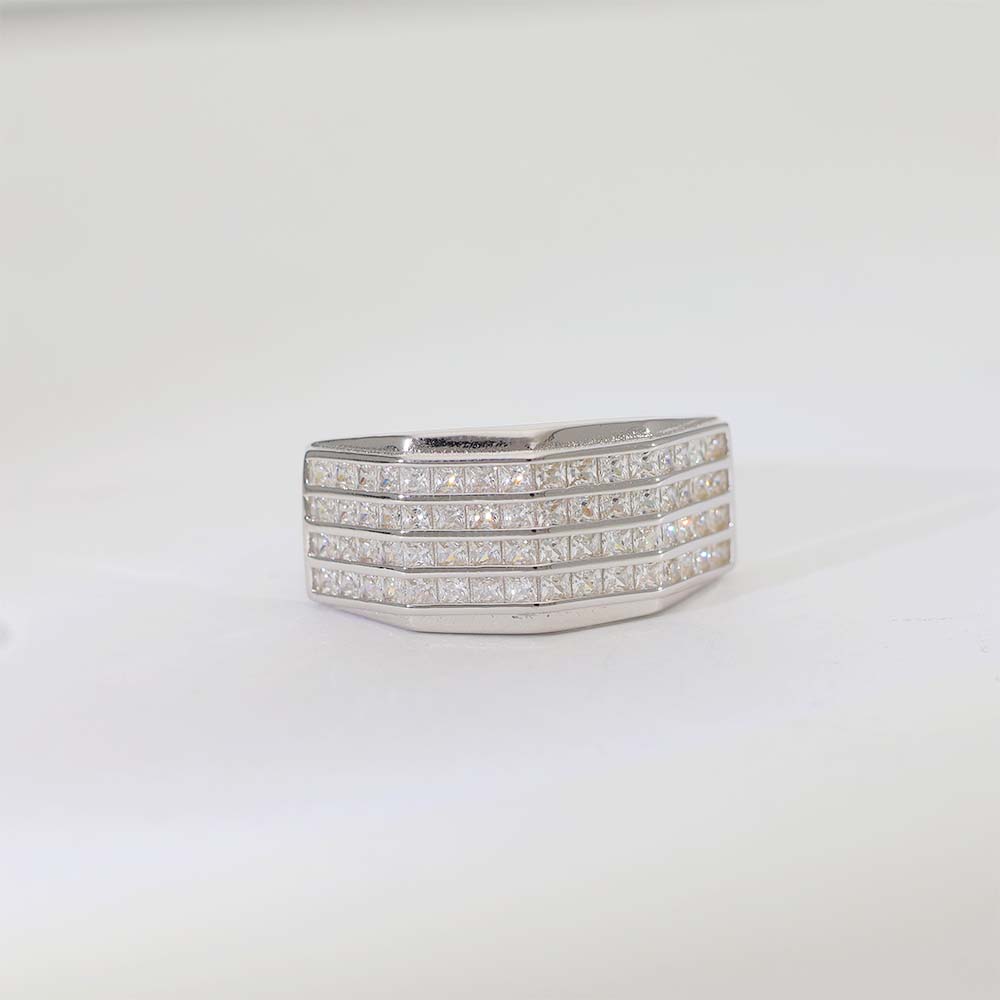 Power Row Silver Gents Ring - Image 2