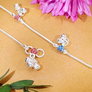 Color Charm Silver Anklet (10–14 Years)