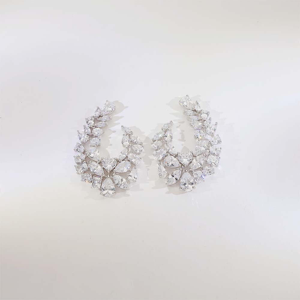 Royal Leaf Sparkle Silver Necklace Set - Image 4