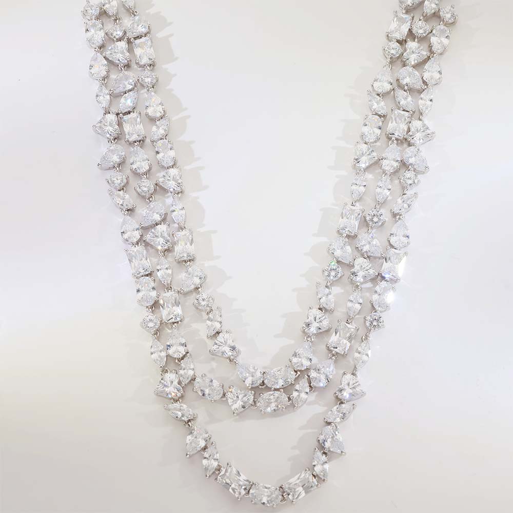 Royal Leaf Sparkle Silver Necklace Set - Image 2