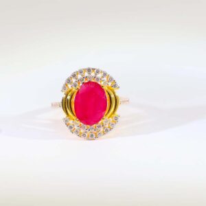 Ruby Halo Ladies Gold Ring