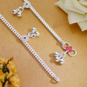 Flower Bell Silver Baby Anklet (1-3 years)