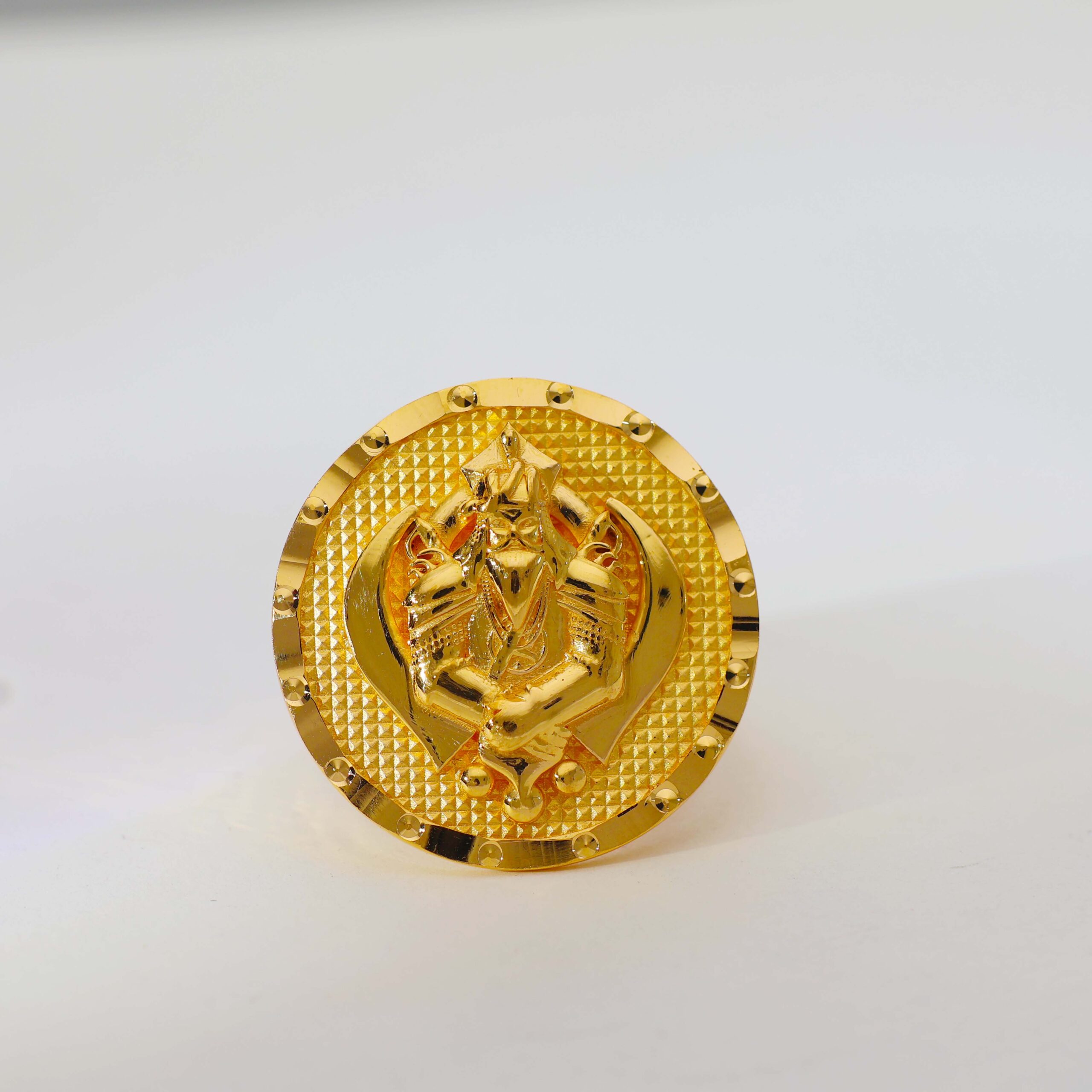 Sikh Pride Khanda Gents Gold Ring - Image 2