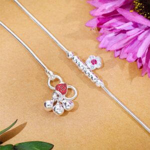 Grace Flower Silver Anklet (10–14 Years)