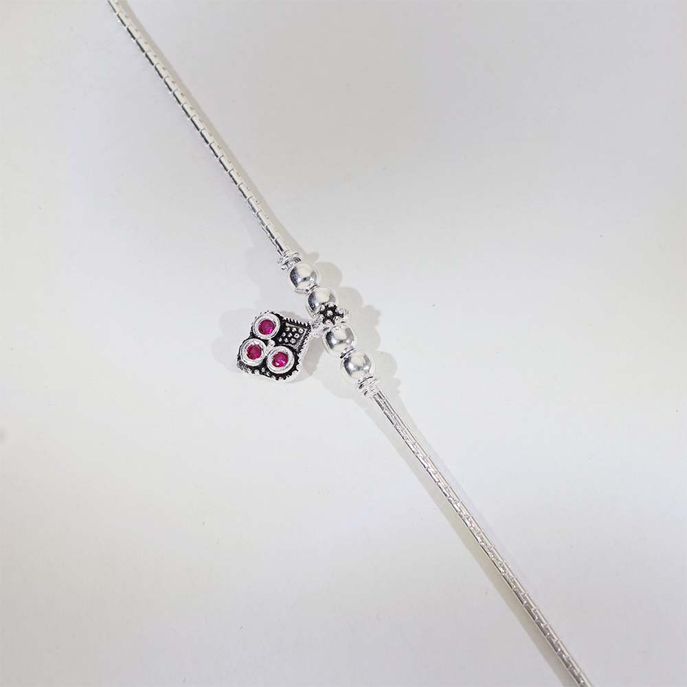 Pink Charm Silver Anklets - Image 6