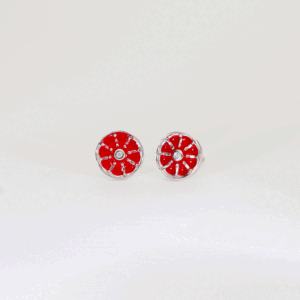 Red Bloom Silver Earrings