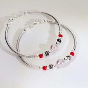 Tiny Ruby Pearl Baby Bracelet