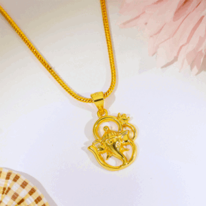 Divine Ganesh Circle Silver God Pendant