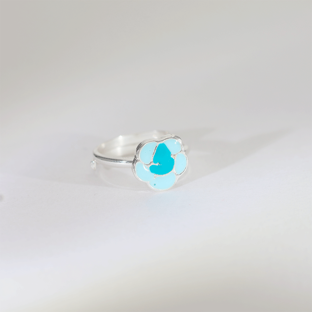 Little Blue Flower Baby Ring - Image 2