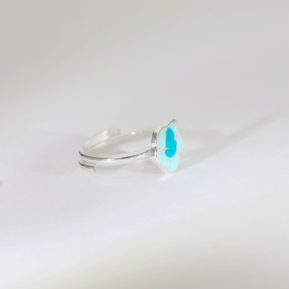 Little Blue Flower Baby Ring - Image 3