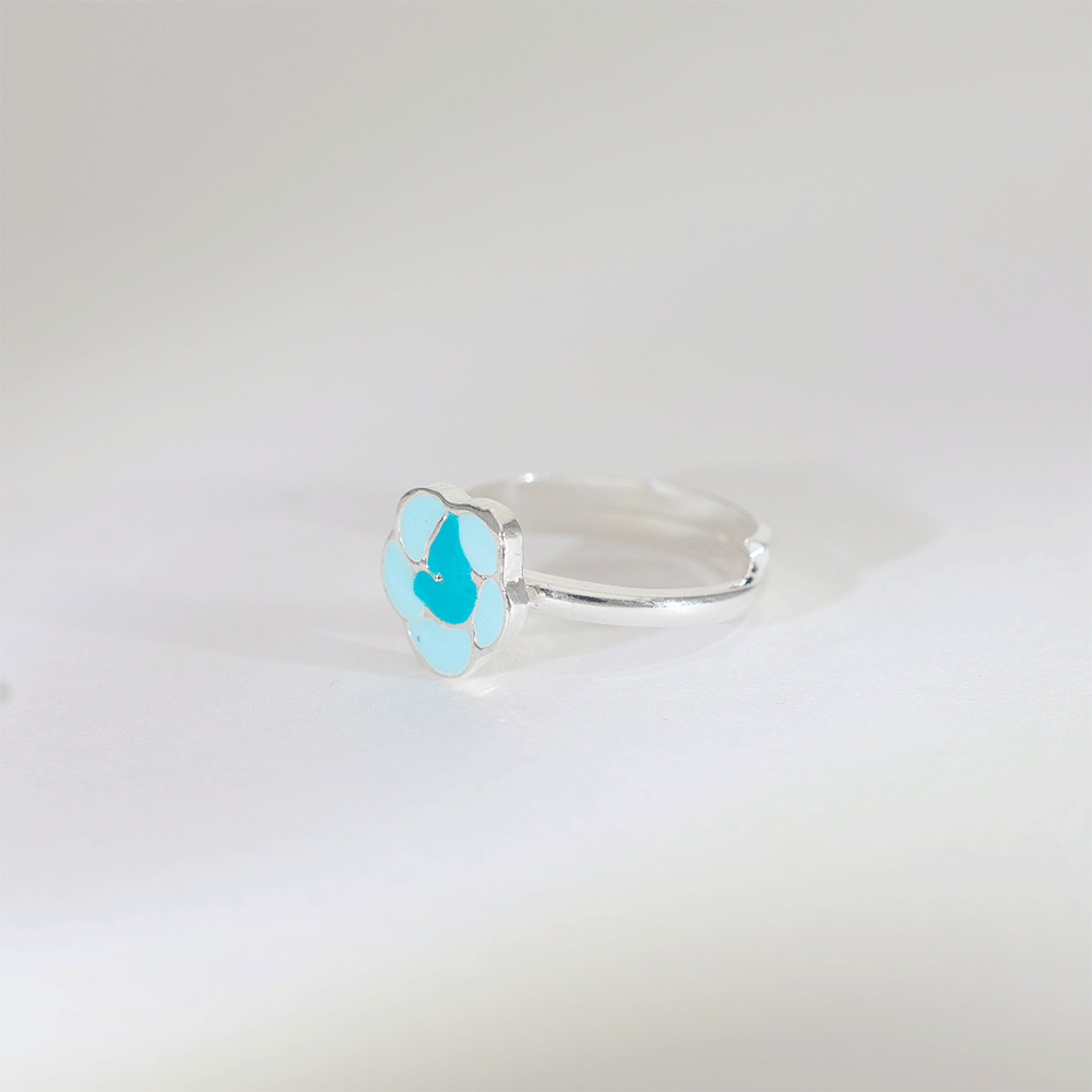 Little Blue Flower Baby Ring - Image 4