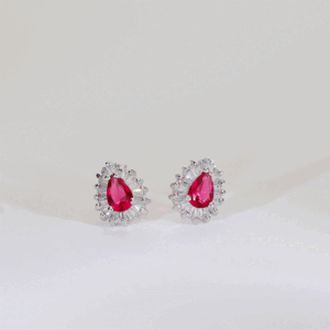 Ruby Drop Silver Earrings