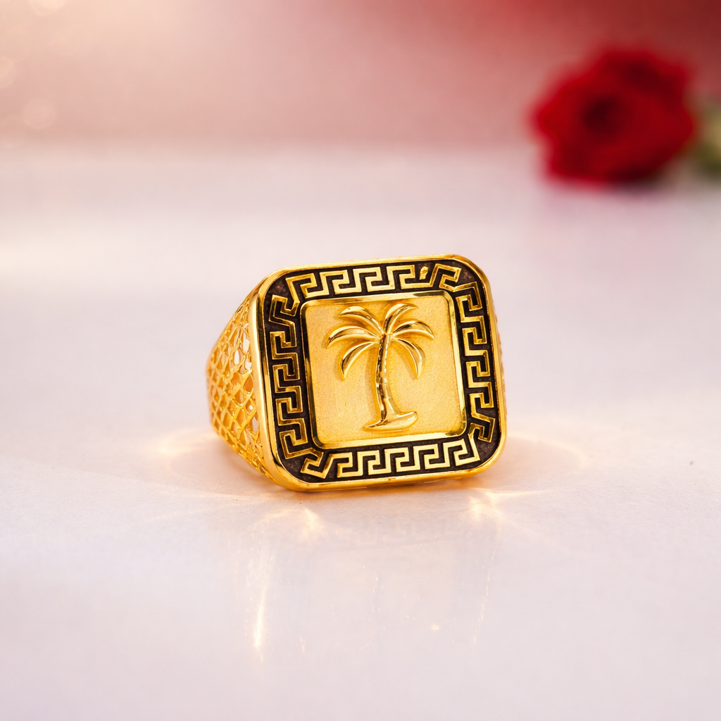 Palm King Gents Gold Ring - Image 5