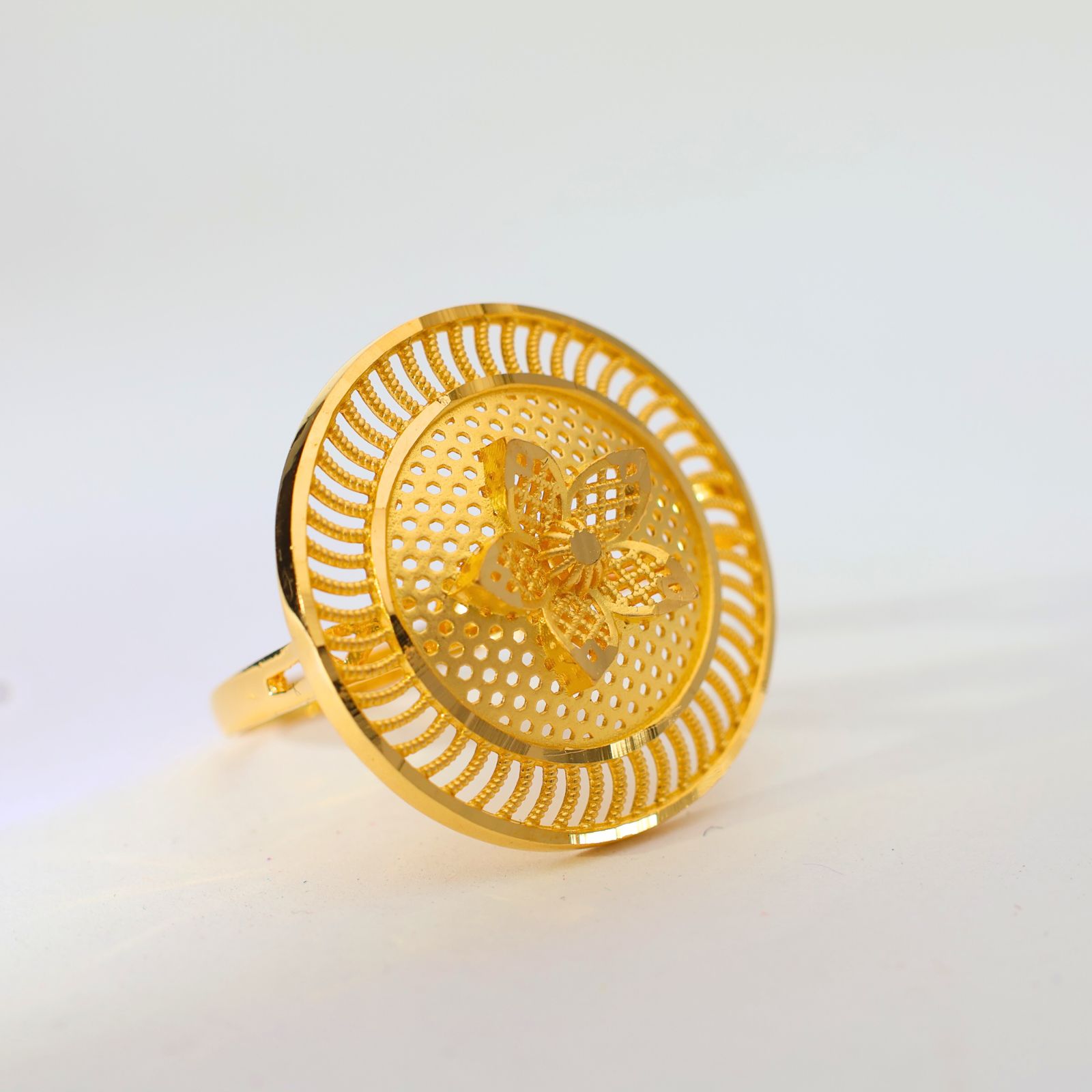 Floral Glow Ladies Gold Ring - Image 2