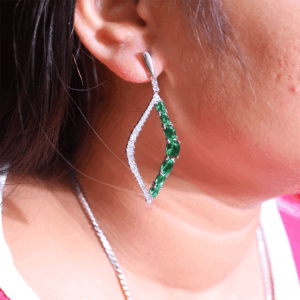Green Glow Silver Earring