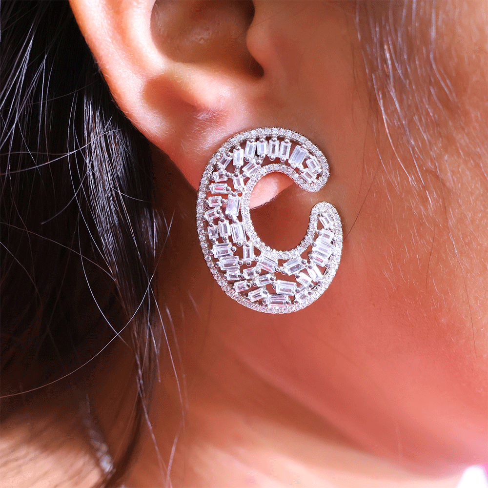 Bold Spark Silver Earring