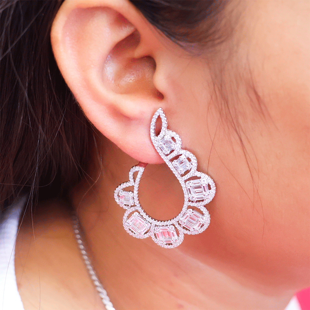 Royal Drop Silver Earrings