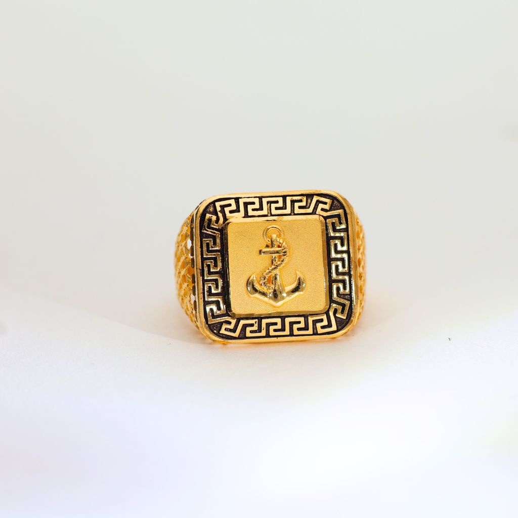 Golden Anchor Gents Gold Ring - Image 2