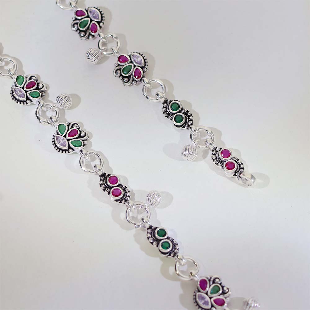 Rangoli Charm Silver Anklets - Image 3