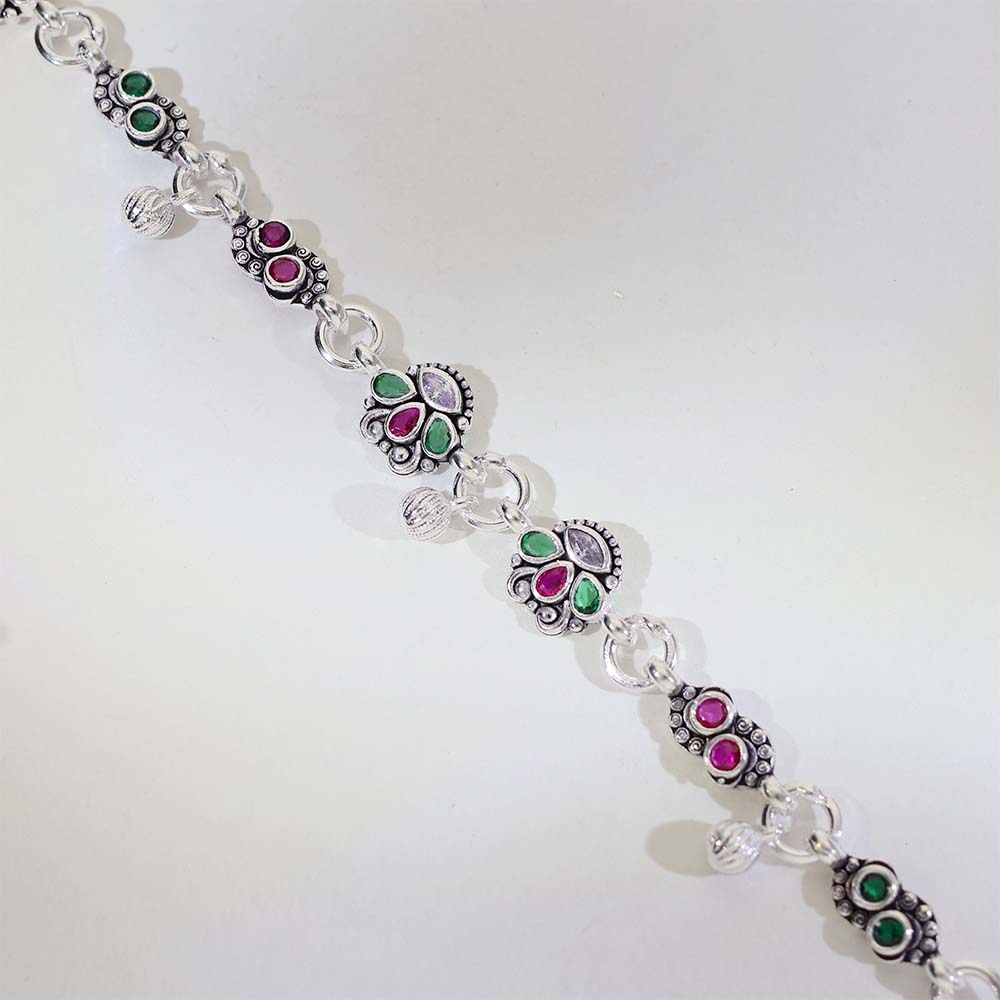 Rangoli Charm Silver Anklets - Image 6