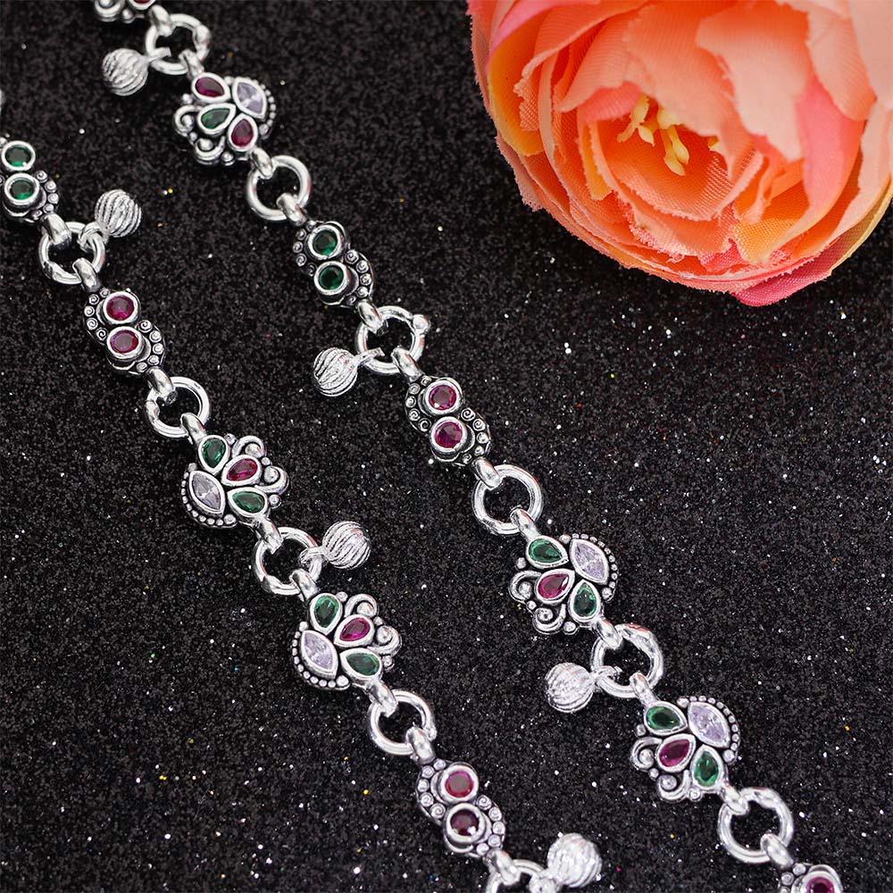 Rangoli Charm Silver Anklets - Image 7