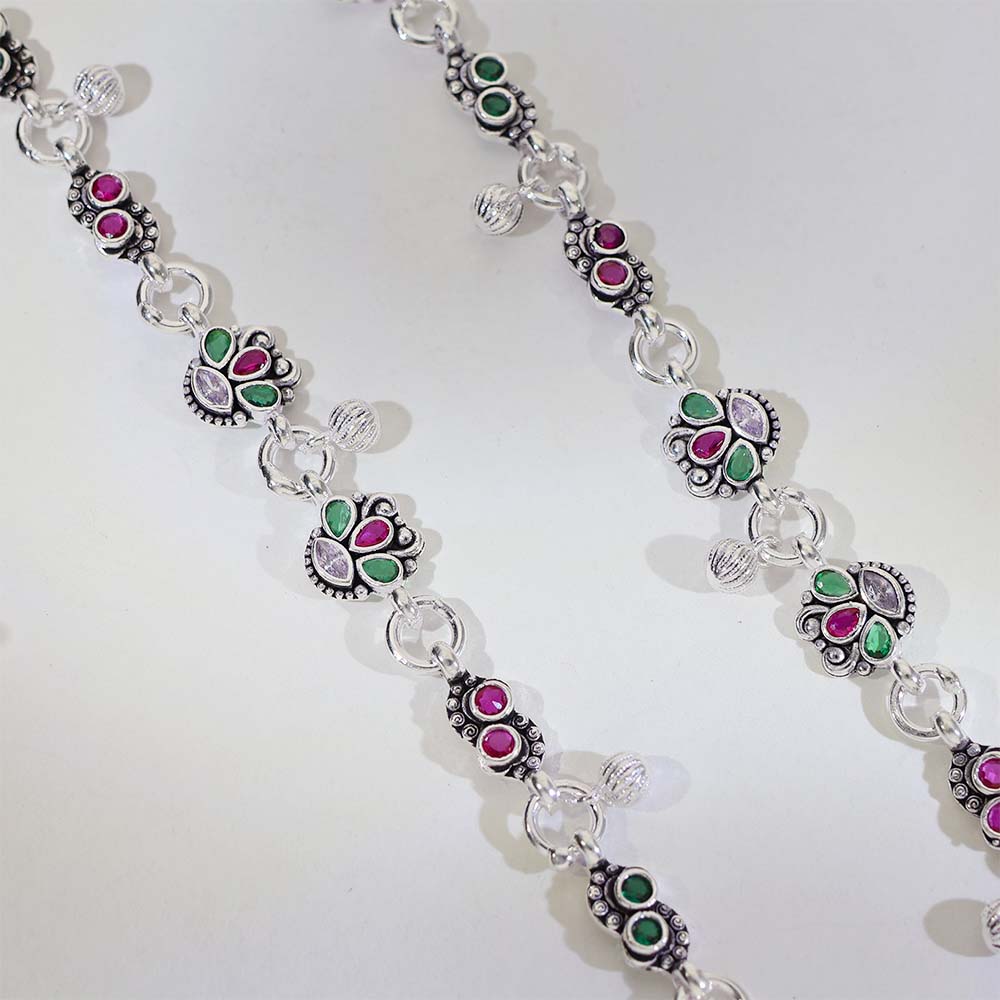 Rangoli Charm Silver Anklets - Image 2
