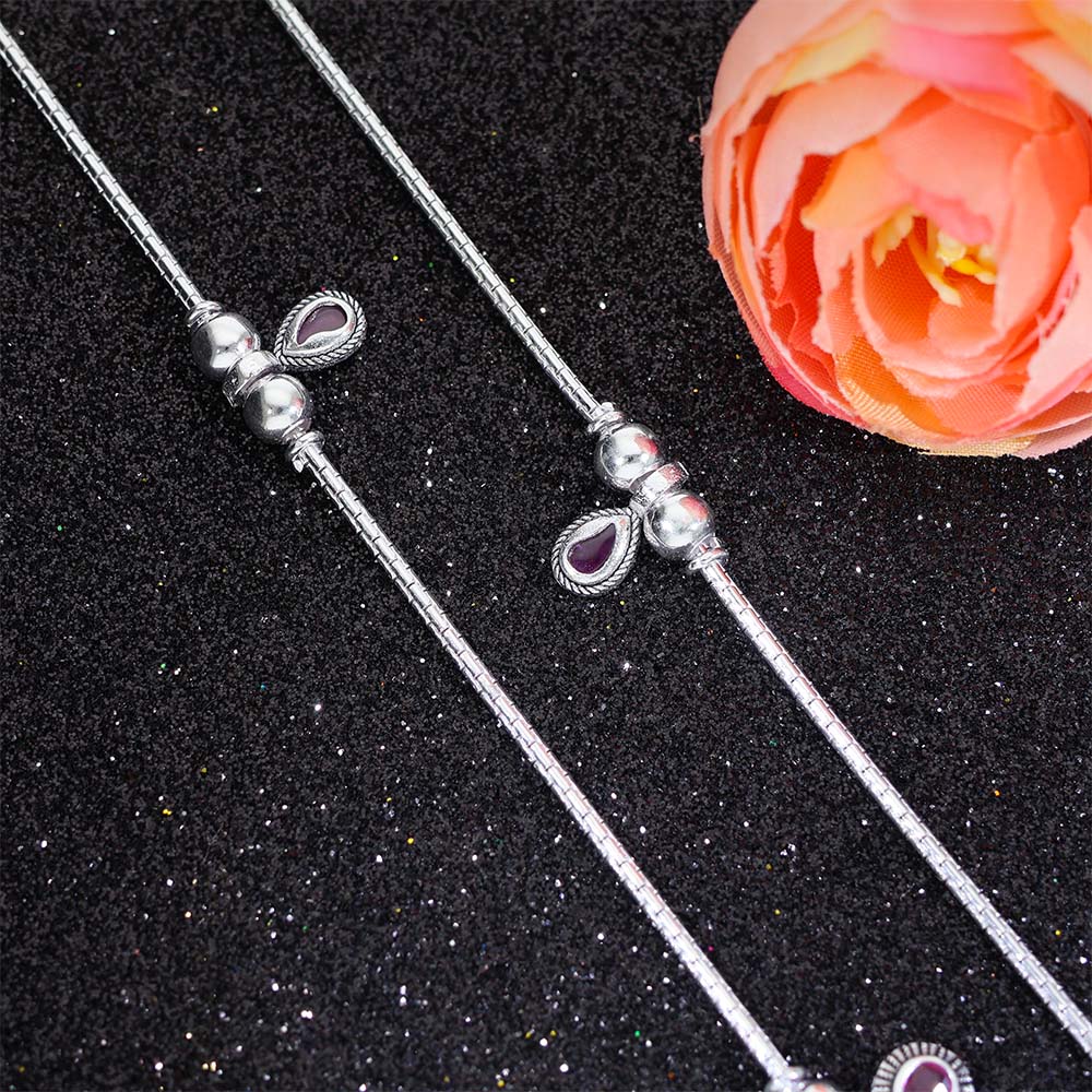 Pink Drop Silver Anklets - Image 7