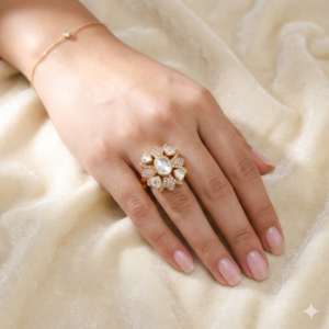 Crystal Bloom Kundan Ring