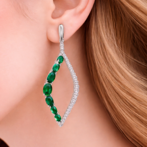 Green Glow Silver Earring