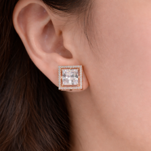 Square Spark Silver Earrings