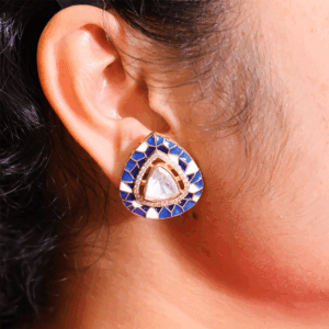 Royal Blue Mosaic Kundan Stud Earrings