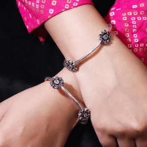 Blossom Charm Silver Bangles