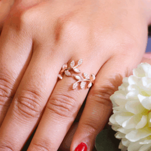 RoseLeaf Glow Adjustable Ring