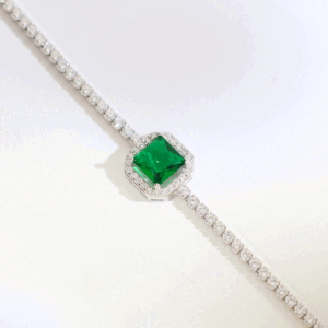 Emerald Glow Silver Bracelet