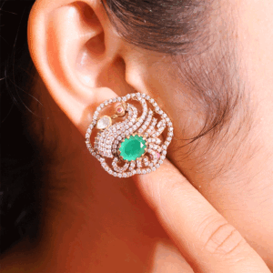 Royal Emerald Peacock Stud Earrings