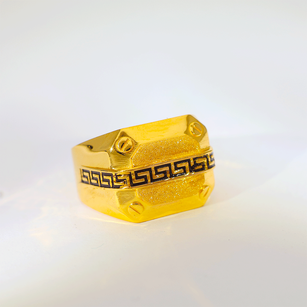 Power Plate Gold Gents Ring
