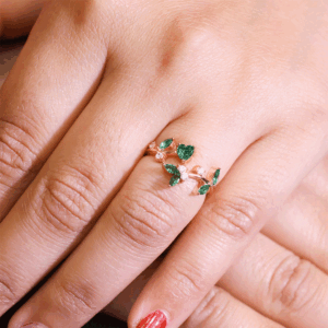Emerald Bloom Vine Ring