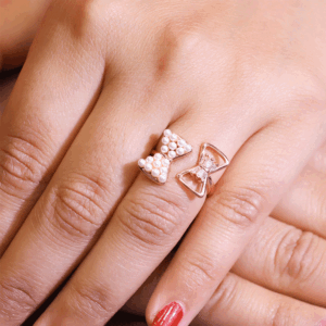 Pearl Bow Charm Ring