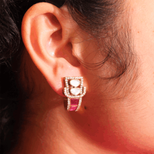 Royal Pink Stone Designer Stud Earrings